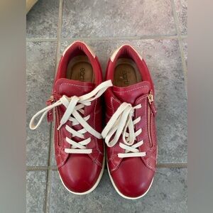 Earth Origins Womens Etta Red Casual Lace-Up Sneakers With Side Zipper 10W